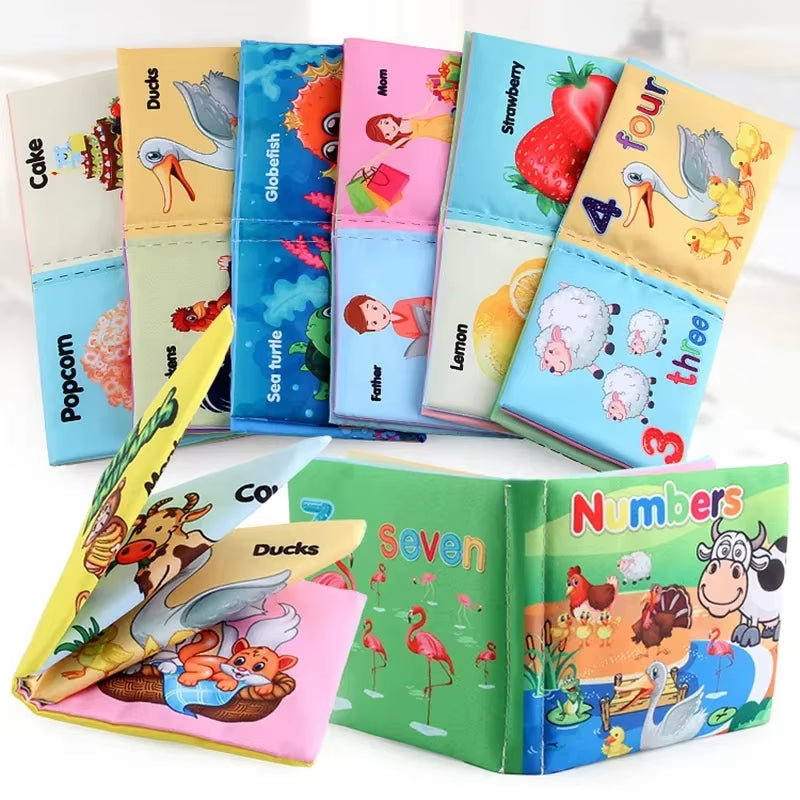 Baby Cloth Books Enlightenment Early Educational Toys Kids Fruits Animal Numbers Food Cognitive Book for Toddlers 12-72 Month