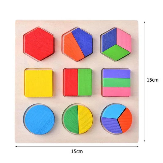 Wooden Geometric Shapes Montessori Puzzle Bricks Preschool Learning Educational Game Baby Toddler Toys for Children