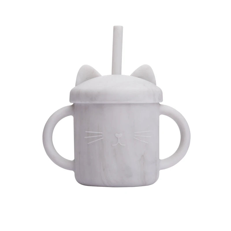 200ML Baby Feeding Drinkware Straw Cup Baby Learning Feeding Bottles Anti-Hot Leakproof Silicone Tableware Toddler Water Bottle