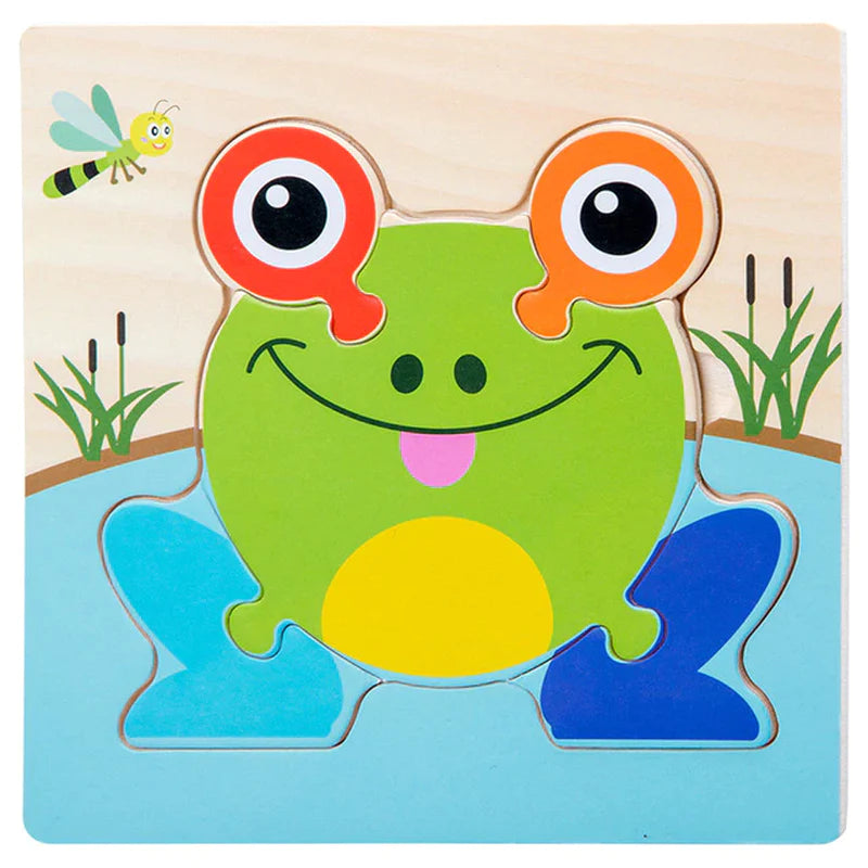 High Quality 3D Wooden Puzzles Educational Cartoon Animals Early Learning Cognition Intelligence Puzzle Game for Children Toys