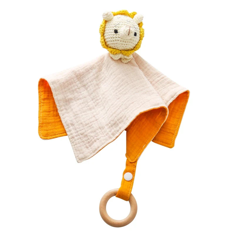 Baby Soothing Towels with Crochet Animal Toys