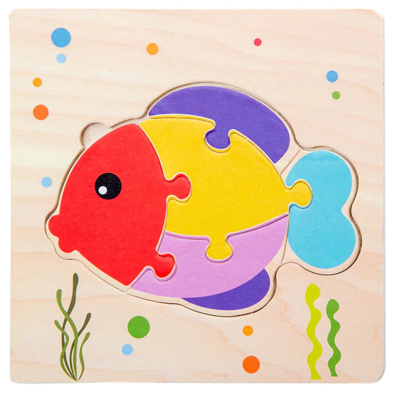 High Quality 3D Wooden Puzzles Educational Cartoon Animals Early Learning Cognition Intelligence Puzzle Game for Children Toys