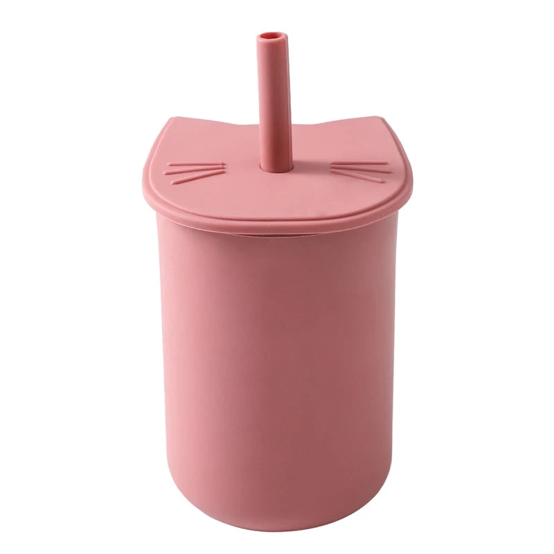 200ML Baby Feeding Drinkware Straw Cup Baby Learning Feeding Bottles Anti-Hot Leakproof Silicone Tableware Toddler Water Bottle