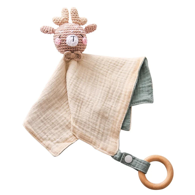 Baby Soothing Towels with Crochet Animal Toys