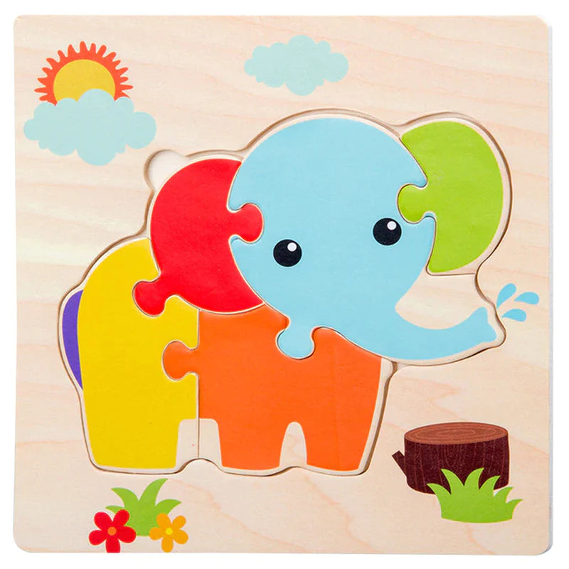 High Quality 3D Wooden Puzzles Educational Cartoon Animals Early Learning Cognition Intelligence Puzzle Game for Children Toys