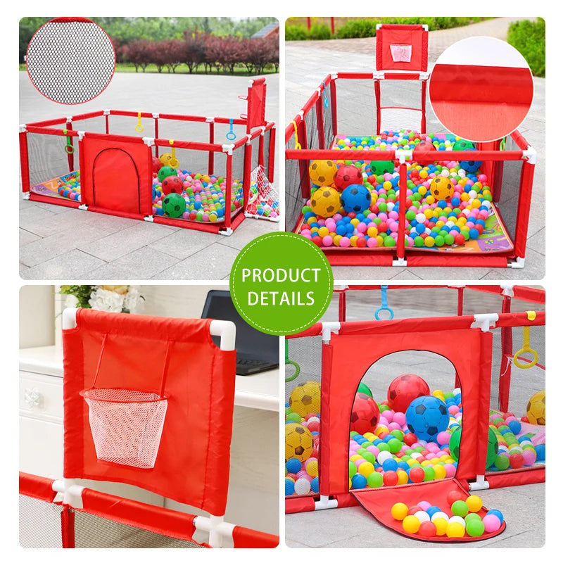 IMBABY Baby Playpen Single Door Baby Playground Basketball Football Baby Activity Fence Ball Pit Playpen for Children Park Balls