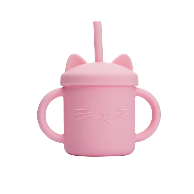 200ML Baby Feeding Drinkware Straw Cup Baby Learning Feeding Bottles Anti-Hot Leakproof Silicone Tableware Toddler Water Bottle