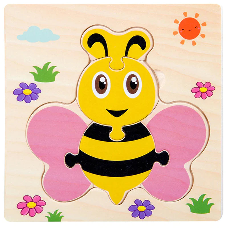 High Quality 3D Wooden Puzzles Educational Cartoon Animals Early Learning Cognition Intelligence Puzzle Game for Children Toys