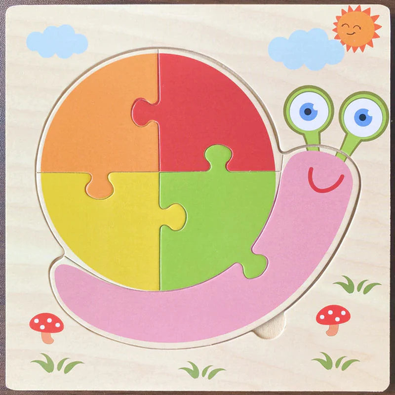 High Quality 3D Wooden Puzzles Educational Cartoon Animals Early Learning Cognition Intelligence Puzzle Game for Children Toys