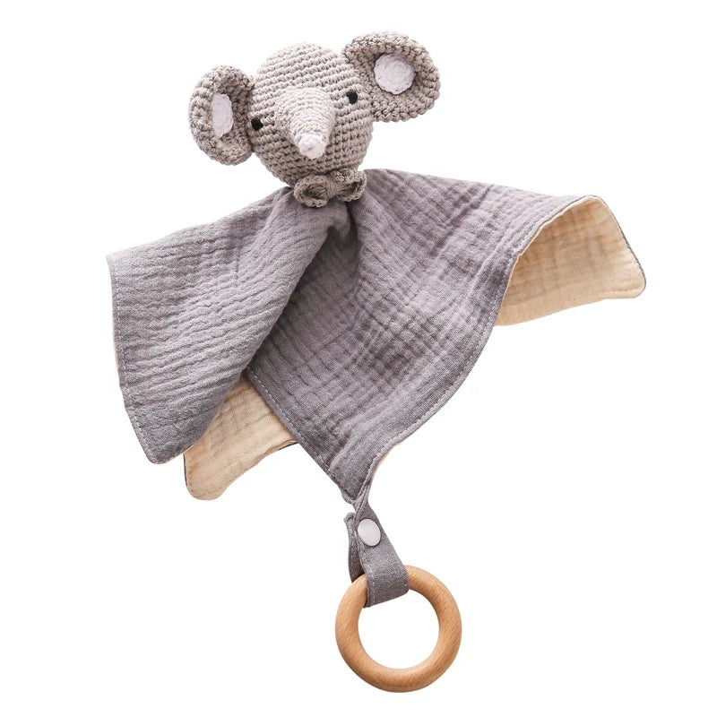 Baby Soothing Towels with Crochet Animal Toys